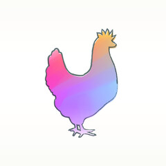 Watercolor Soft Chicken Rooster Farm Animal Icon Vector Illustration. Design Artistic Paint Famous Monuments Symbol. 