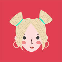 Kawaii woman face vector illustration