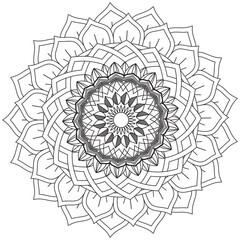 Fototapeta premium Leaf Flower Petal Coloring Mandala Art Simple Graphic Shape Vector Floral Oriental Outline Vintage Decorative Elements Pattern Illustration Islam Arabic Indian Turkish Mystic Religion Morals Lotus