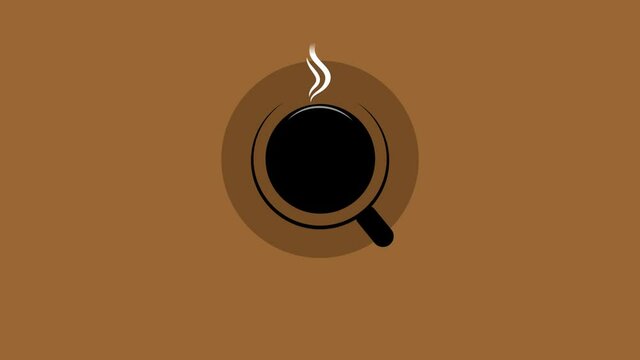 Animated illustration of Fresh and Hot Coffee on the brown screen background.