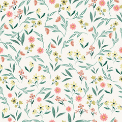 Cute ditsy floral pattern with small flowers Free Vector