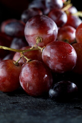 Close-up of organic red grape bunches