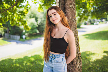Fototapeta premium Nice and cool teen girl standing portrait