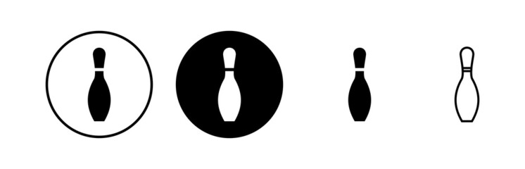 Bowling game Pin Icons set. Bowling icon, ball and pin