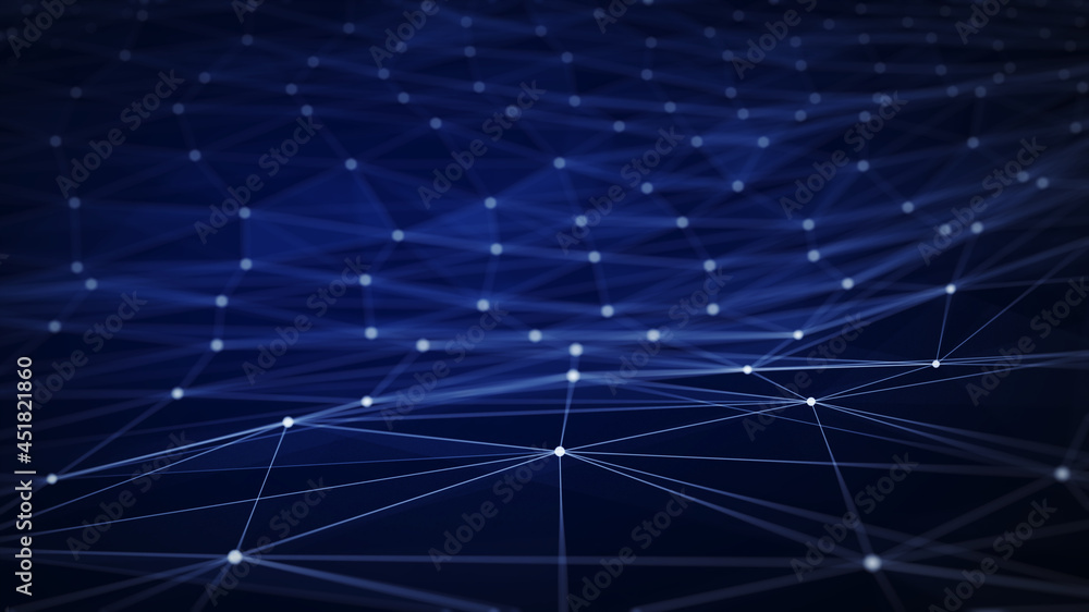 Leinwandbilder polygon abstract background concept of dots and lines connected. with a dark background. internet ne
