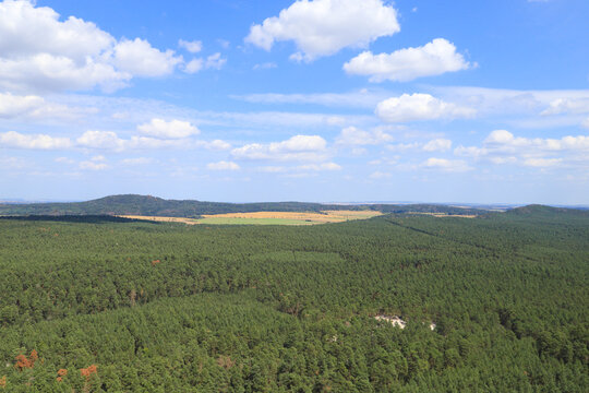 View from Castle Regenstein in Blankenburg (Harz) to Harz Mountains - Germany 
