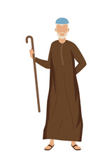old muslim man with cane