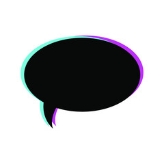 Modern black speech bubble with neon shadow, flat style. Vector icon isolated on white background. EPS 10.