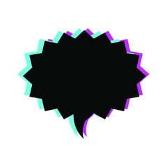 Fototapeta na wymiar Modern black speech bubble with neon shadow, flat style. Vector icon isolated on white background. EPS 10.