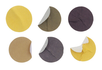 Different round paper stickers isolated on white background