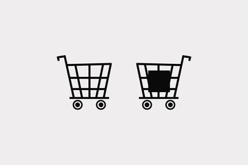 Shopping trolleys symbol vector illustration.  Trolley icon. Delivery service logo. 
