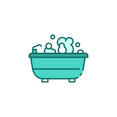 Bubble bath color line icon. Relax bathroom.