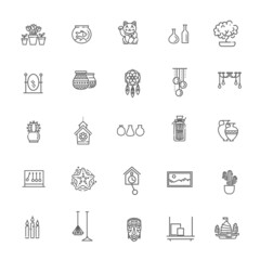 Home Decoration, vector thin line icons