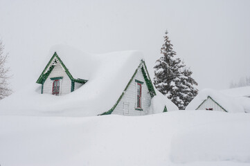 Victorian Home Buried in Deep Snow