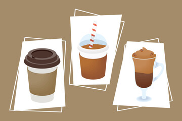 three coffee drinks icons