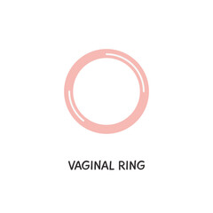 Contraceptive vaginal ring colored flat style icons. Birth control methods. Safe sex vector elements. Contraception products.