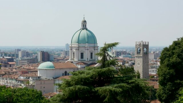 Brescia, Italy, panoramic view of the dome of the cathedral