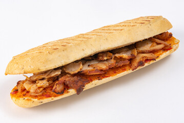 kebab-style sandwich, with wheat bread