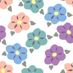 Pretty Multicolor Pastel Daisy Vector Repeat Pattern