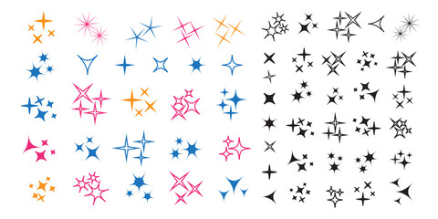 Sparkles white line collection. Sparks vector icons set