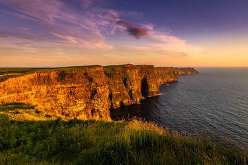 Sunset over Cliffs of Moher, Wild Atlantic Way, Clare, Ireland