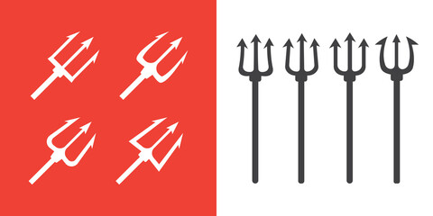 trident devil flat. Neptune red vector trident
