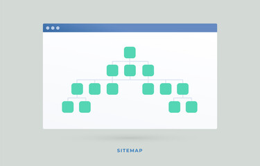 Sitemap vector icon. The branched sitemap allows informing search engines about the current website structure or more convenient navigation for the user. Search engine optimization business concept - obrazy, fototapety, plakaty