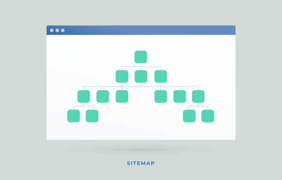 Sitemap vector icon. The branched sitemap allows informing search engines about the current website structure or more convenient navigation for the user. Search engine optimization business concept