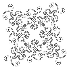 Coloring book for children and adults. Square hand-drawn decorative element.