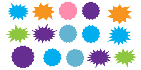 Starburst explosion comic shapes vector. Speech boom bubbles