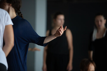 dancer hand gesture move in contemporary improvisation performance intentionally with motion blur...