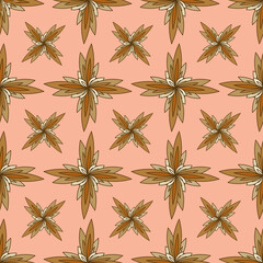 seamless pattern in light brown tones in the form of an ornament for prints on fabric, clothing, bedding, packaging and for decorating various surfaces, cards, banners, walls