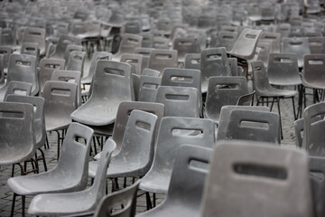 Obraz premium Rows of seats or chairs. Empty chairs after the performance. The square in front of the Vatican