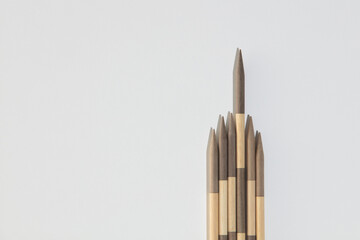 Japanese Board game Mikado. Bamboo sticks from the game on a white background. Top view, macro