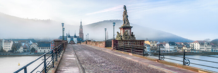 Old Bridge Panorama in winter, Heidelberg, Germany