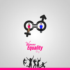 Women's Equality Day. Women right history month. Feminism concept. Poster, greeting card, banner and background. Vector illustration.