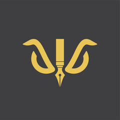 owl head with a pen beak