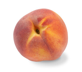 Ripe red and yellow peach isolated on a white background.Bright, fresh fruit on a white background.Use for labels, posters and web design.