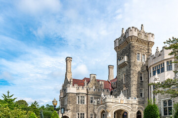 The exterior of Casa Loma Gothic Revival Castle in Toronto Canada