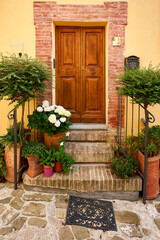 Fototapeta na wymiar a frontdoor of an italien house shot from puplic street
