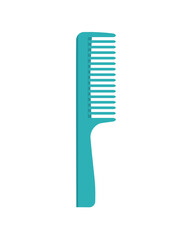 Blue hairbrush with handle on white background. Vector illustration.