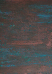 The texture of the copper background is covered with a blue patina	