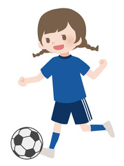 サッカーをする女の子