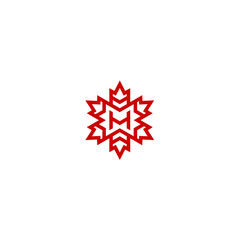 red Canadian flower design pattern with the letters H and M inspiration