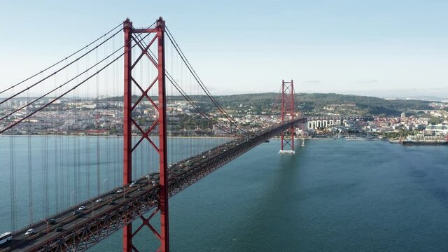 Aerial view of one of the World's longest suspension bridges