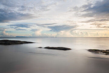 long exposure capture of coast in borneo - malaysia.