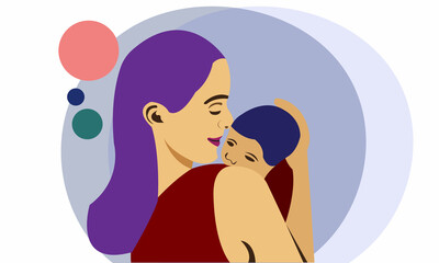 Mother With New Born baby Flat Character