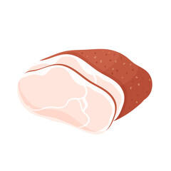 Ham slices for eating, jamon snack meat product, butchery food production vector illustration. Cartoon ham ingredient for butcher shop menu, grocery store assortment isolated on white