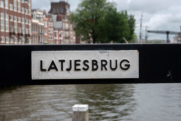 Bridge Sign Latjesbrug At Amsterdam The Netherlands 18-8-2021