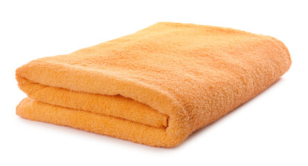 Fototapeta na wymiar Folded orange beach towel isolated on white